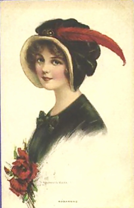 Image of woman on old postcard | Женский образ на старой открытке (76 работ)