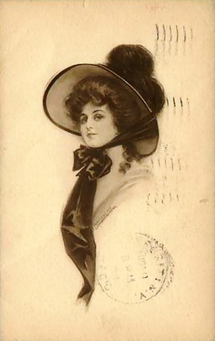 Image of woman on old postcard | Женский образ на старой открытке (76 работ)
