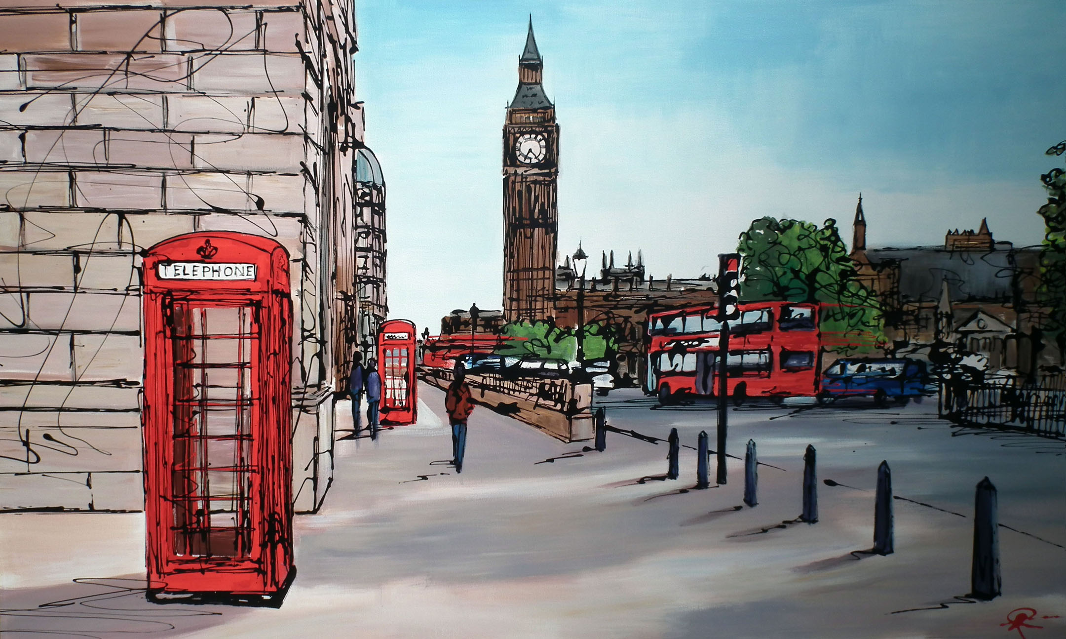 Big ben art. Лондон будка Биг Бен. Пауль Кентон Лондон. Лондон красная телефонная будка и Биг Бен. Улицы Лондона Биг Бен.