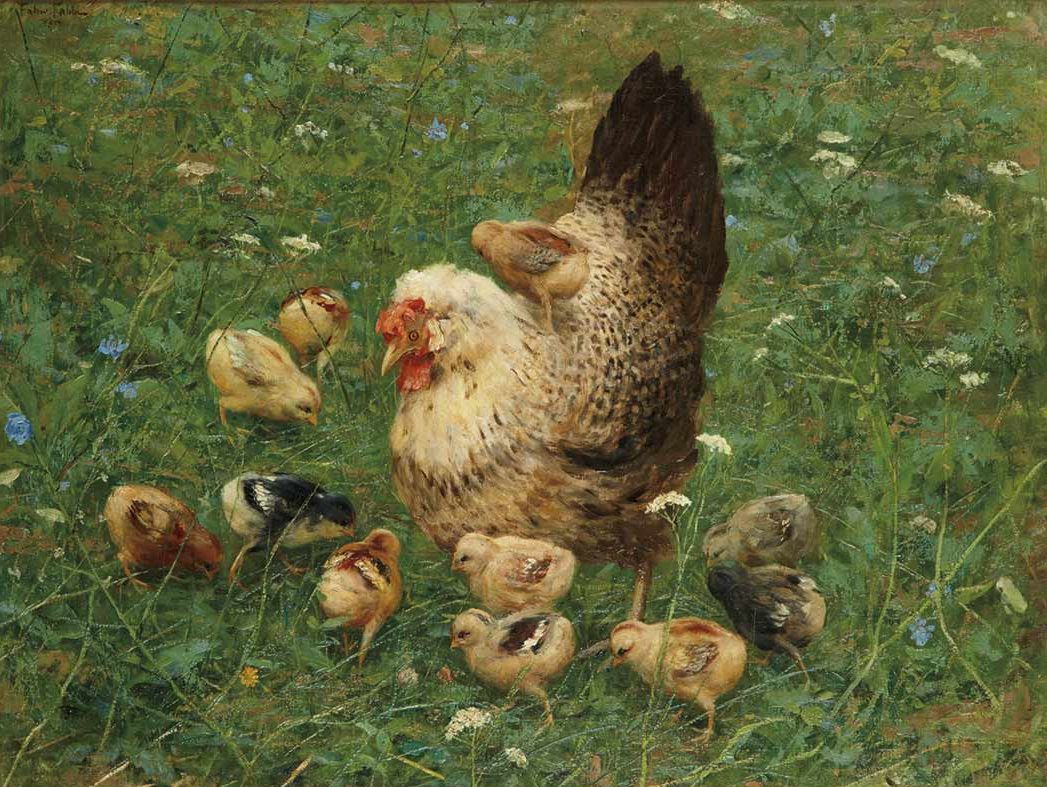 Пейзаж с цыплятами