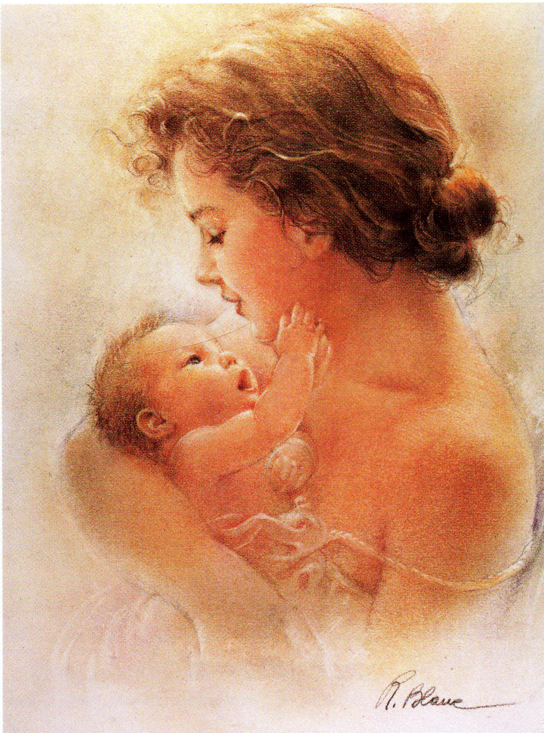 Мать т дитя. "Мать и дитя", Жук, 1906. Женщина с ребенком на руках. Женщина с ребенком акварель. Мама с младенцем на руках.