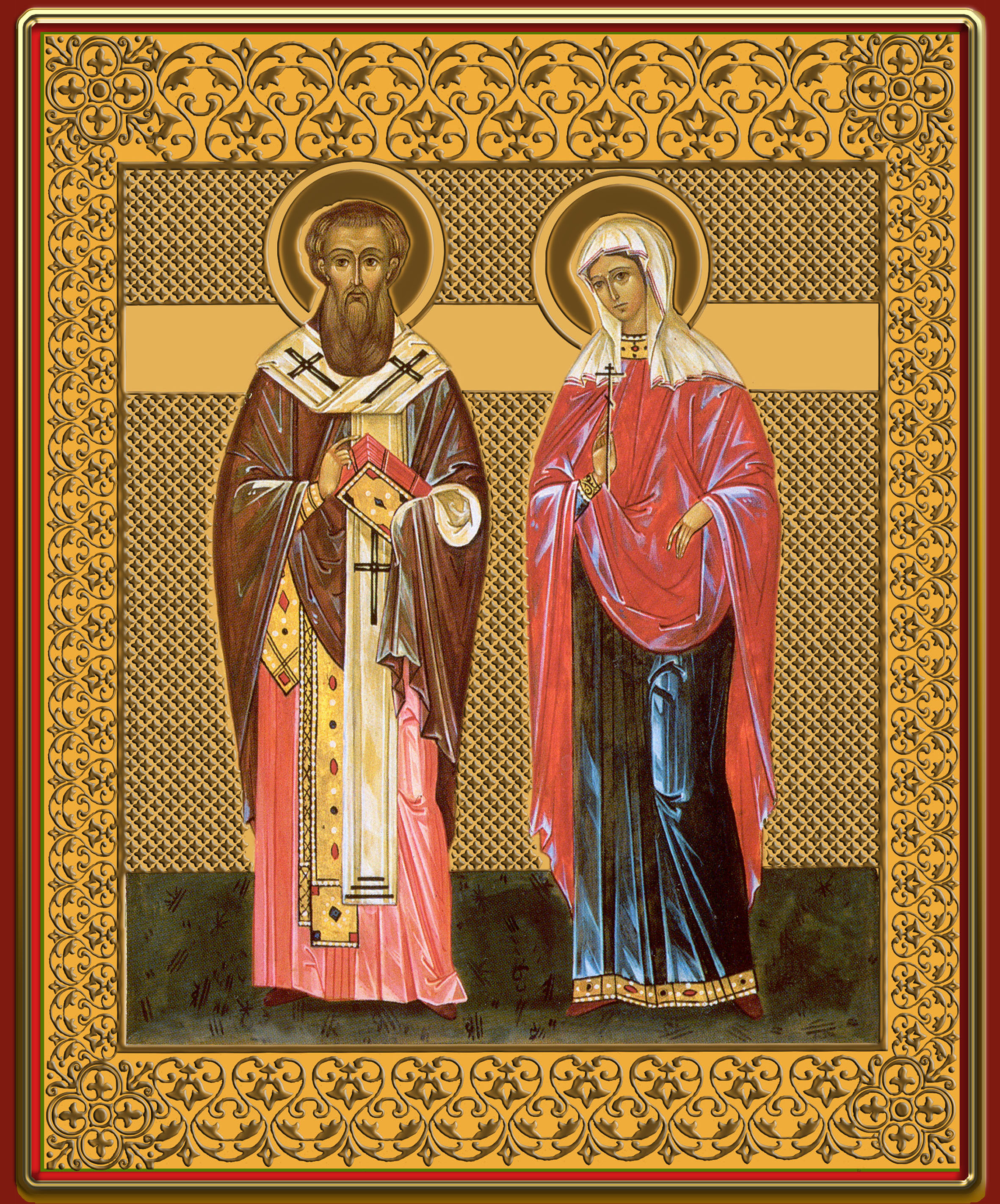 Святые женщины и мужчины. Киприан и Иустина икона. Священномученик Киприан и мученица Иустина. Святой Священномученик Киприан и Святая мученица Иустина.