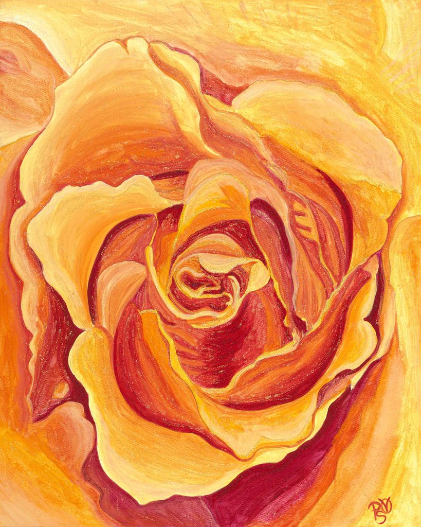 Роза оранжевая с желтым мазком