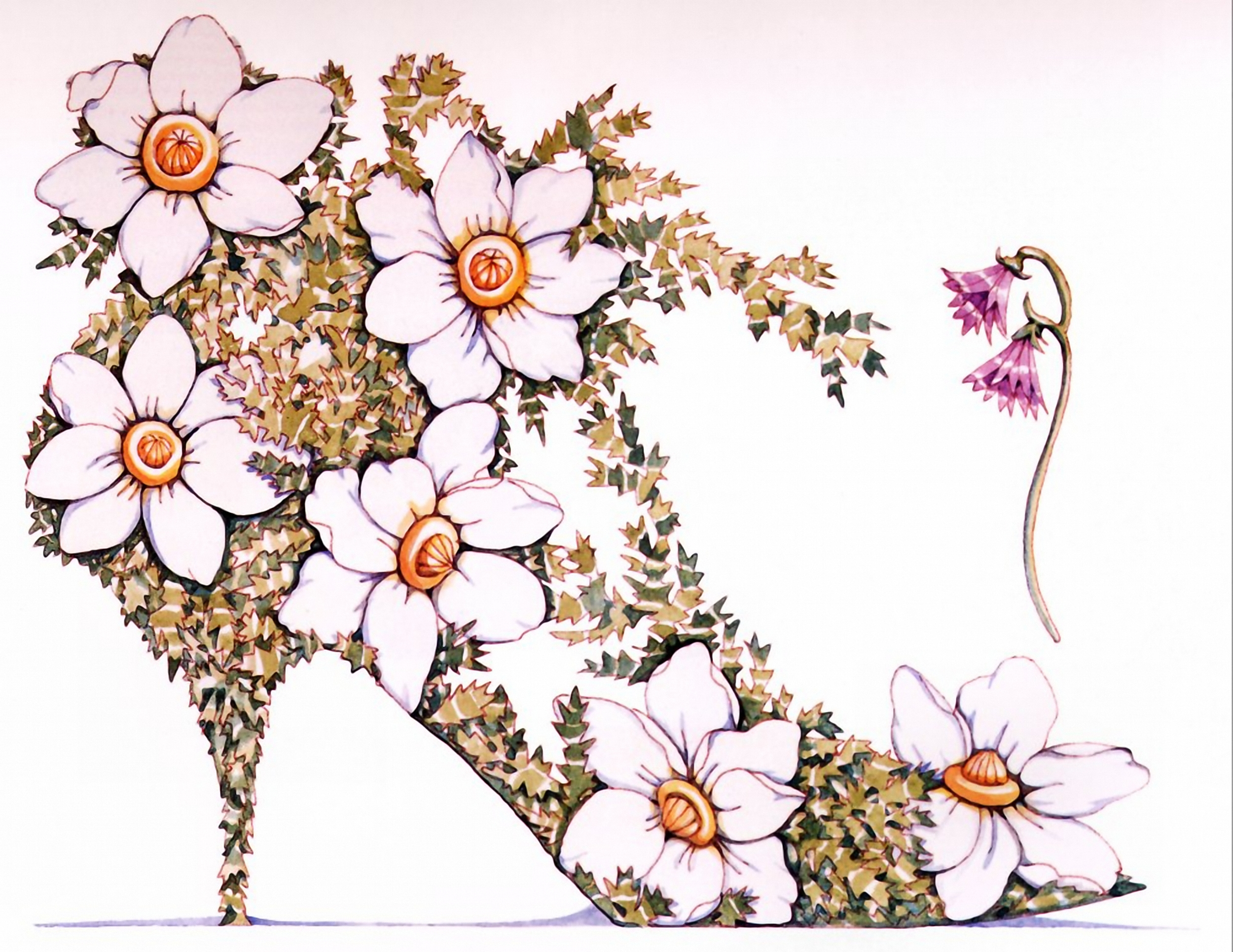 Картина туфелька из цветов