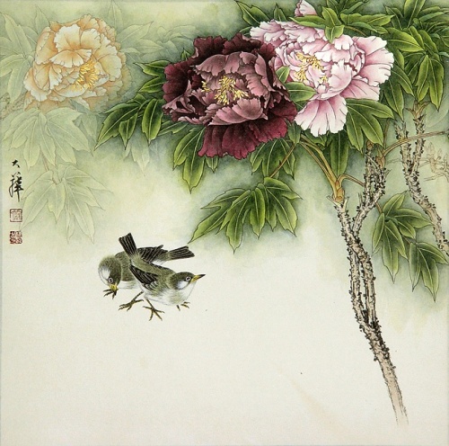 Птицы и цветы (Lou Dahua,китайская живопись) (19 работ)