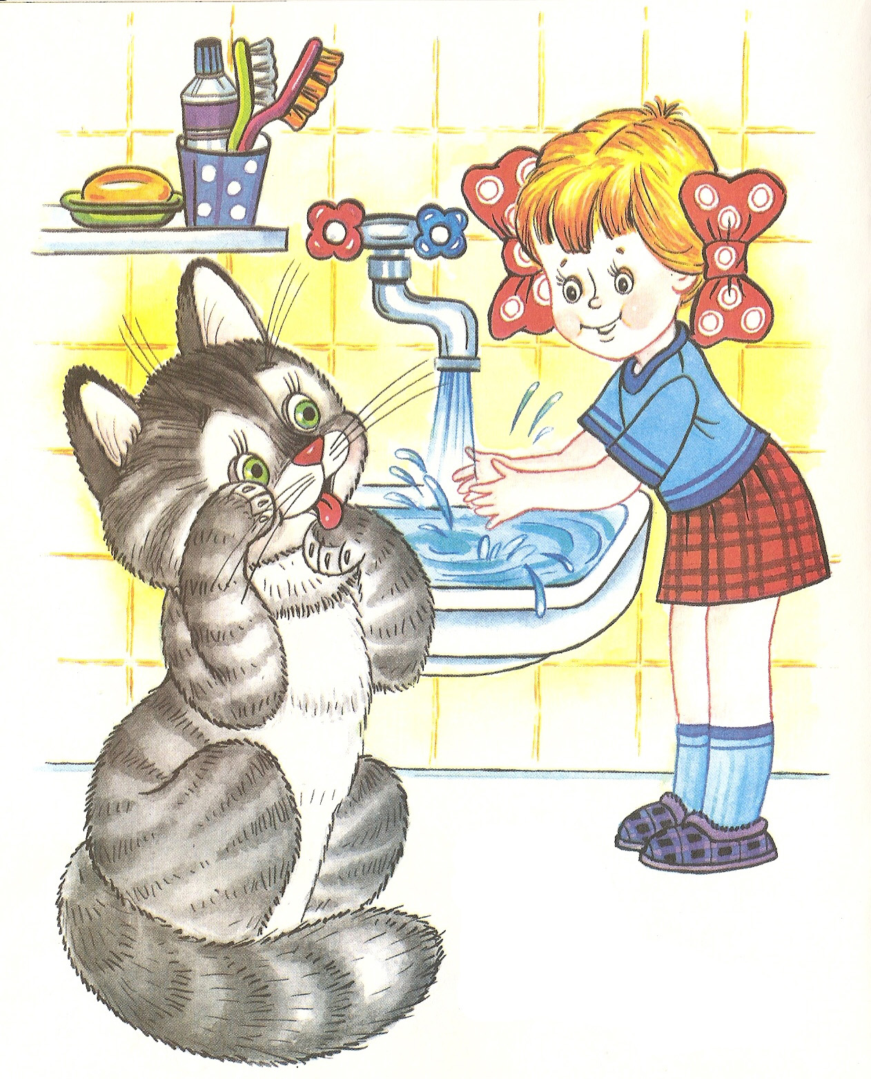 Кошка умывала нос. Котенок умывается. Ребенок умывается. Загадка про кошку. Умывание ребенка.
