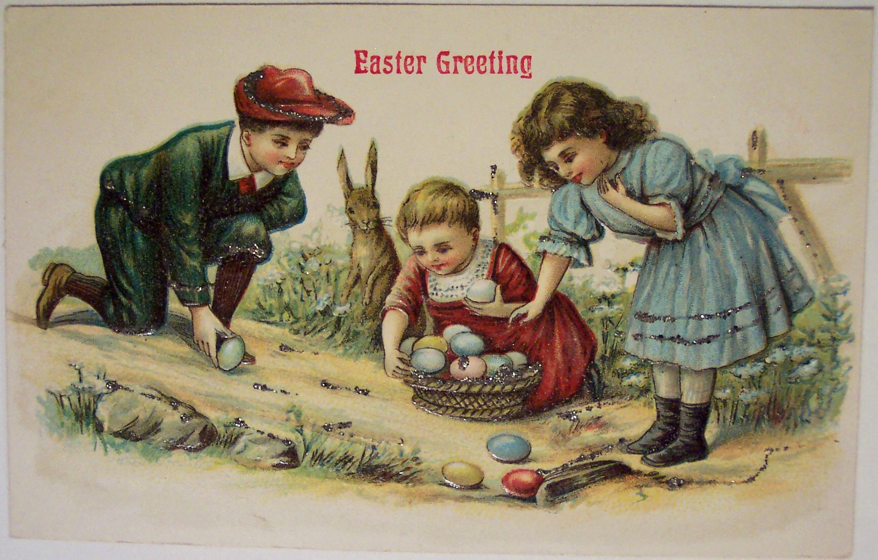 Катание яиц на Пасху открытка