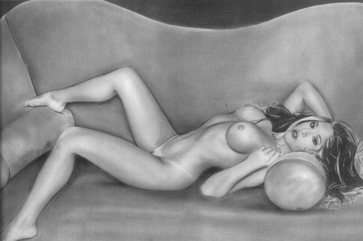 Signed Drawing Nude Woman Charcoal Pencil Nudes Naked Girl By Woynar