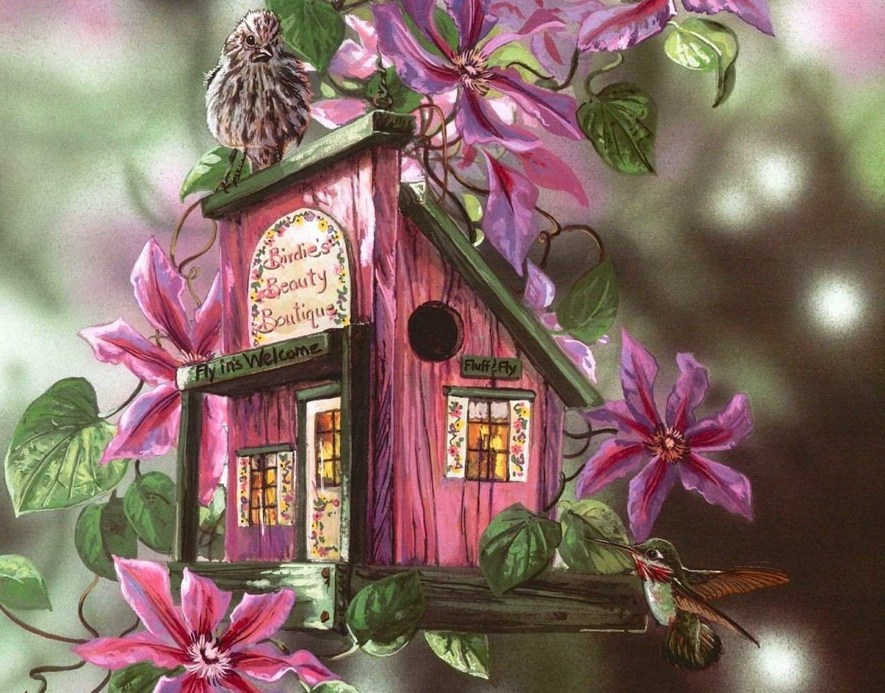 Будинок на счастье. Grende Janene художник картины. Сказочные домики Джим Митчелл. Сказочный домик в цветах. Весенний сказочный домик.