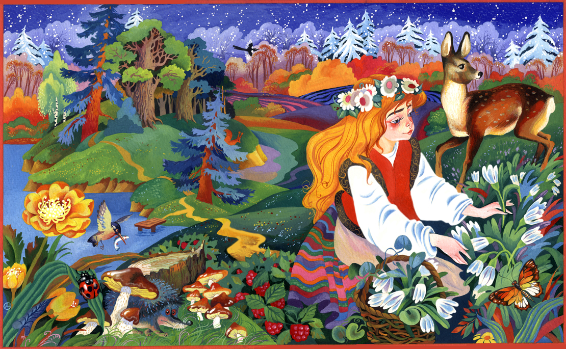 Сказка на тему природа. 12 Месяцев иллюстрации Владимира Аникина. Сюжет из сказки. Сказочный сюжет.