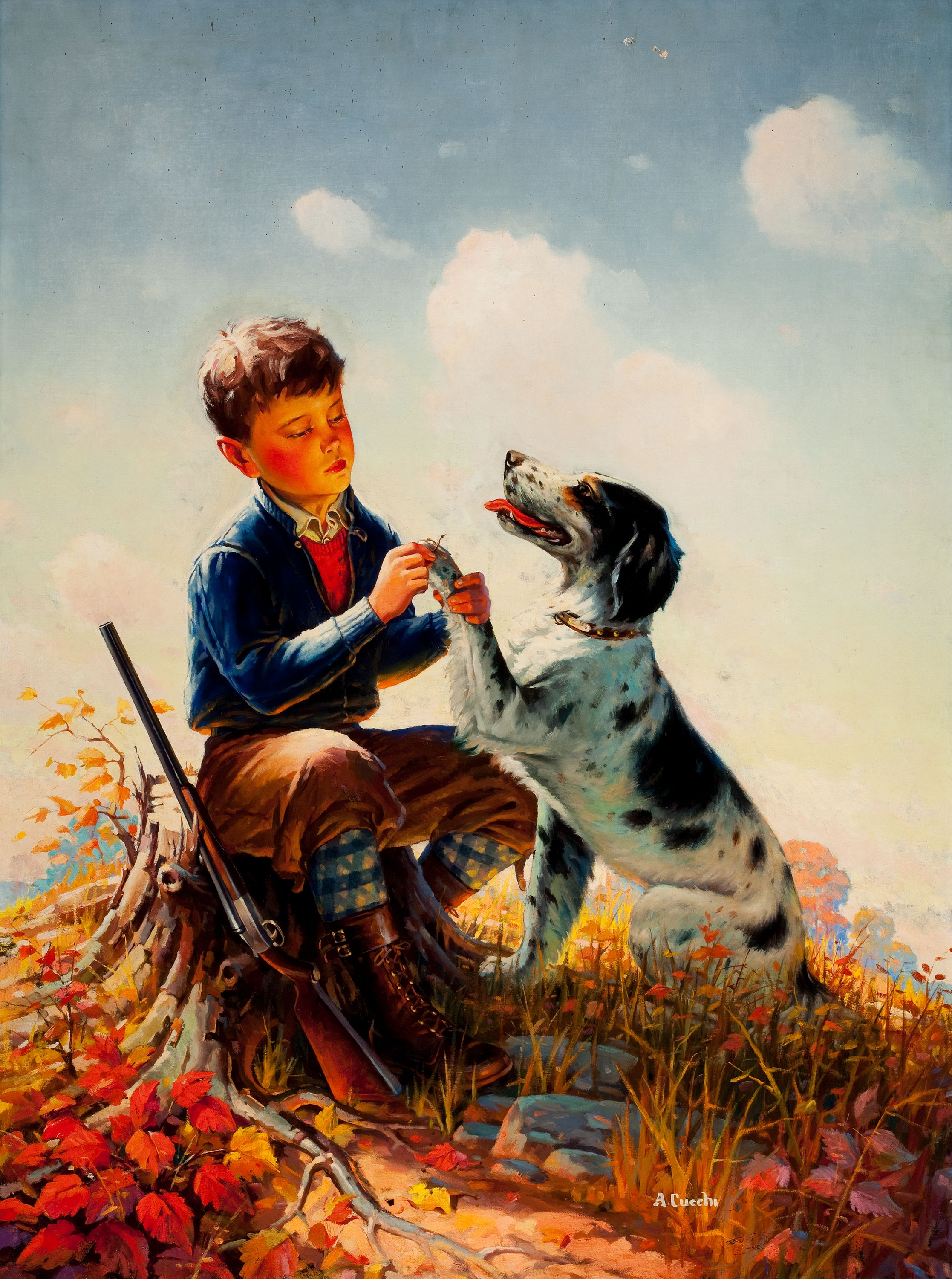 Мальчик играющий с собакой. Raymond James Stuart картины. Художник Anthony Cucchi. Мальчик с собакой живопись.