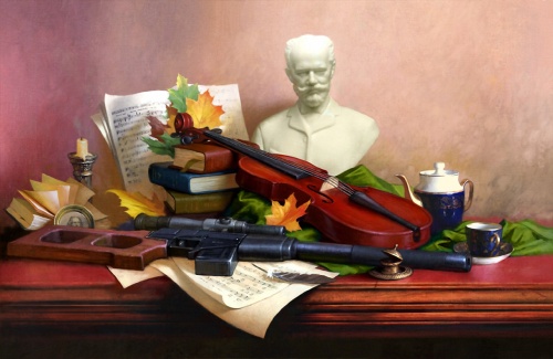 Still lifes with weapons (12 works)