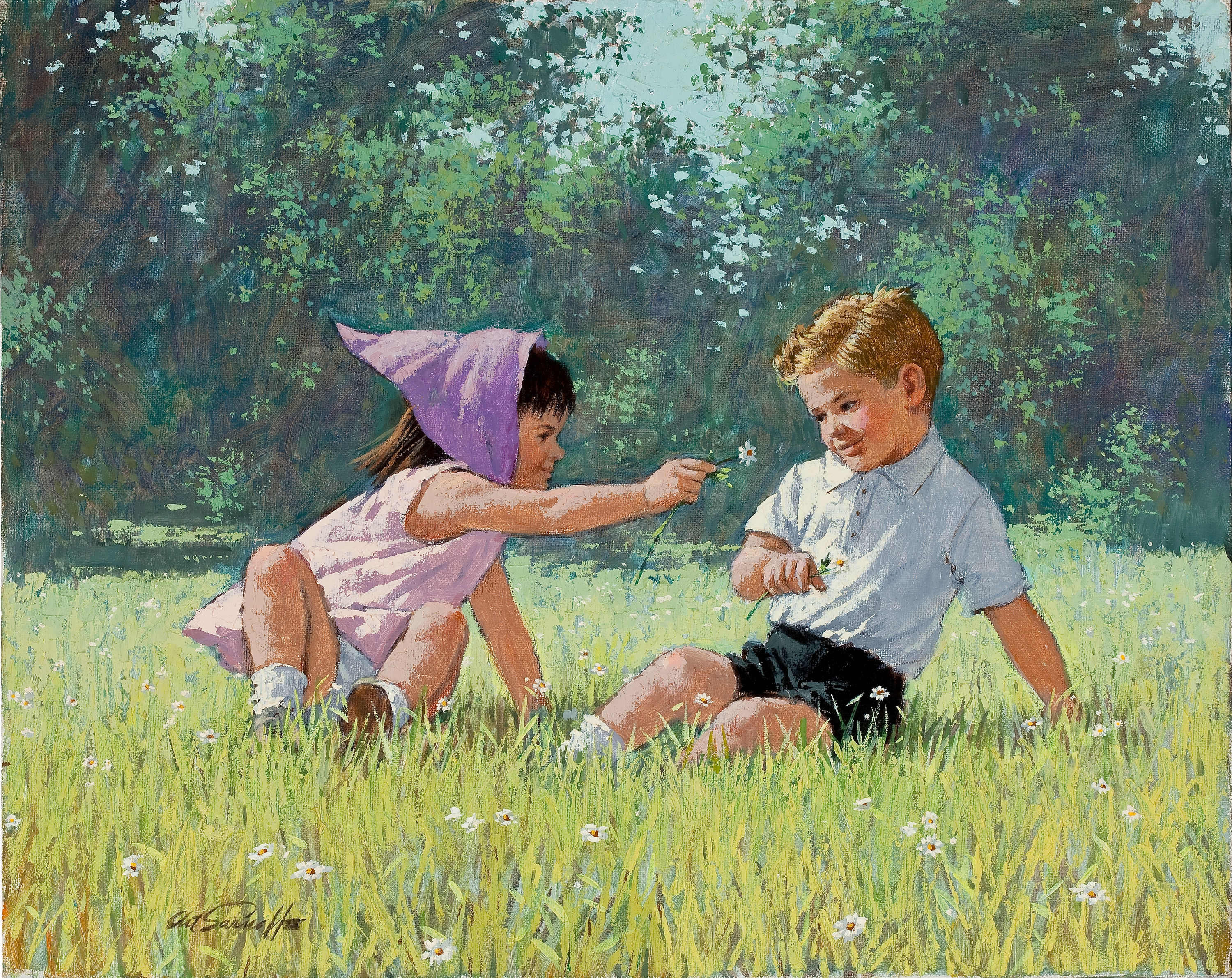 Вдвоем маму рассказ. Картины Дональда Золана беззаботное детство. Сюжетная живопись.