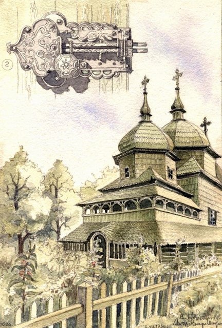 Artist Antin Varivoda - Watercolors of wooden churches (178 works)
