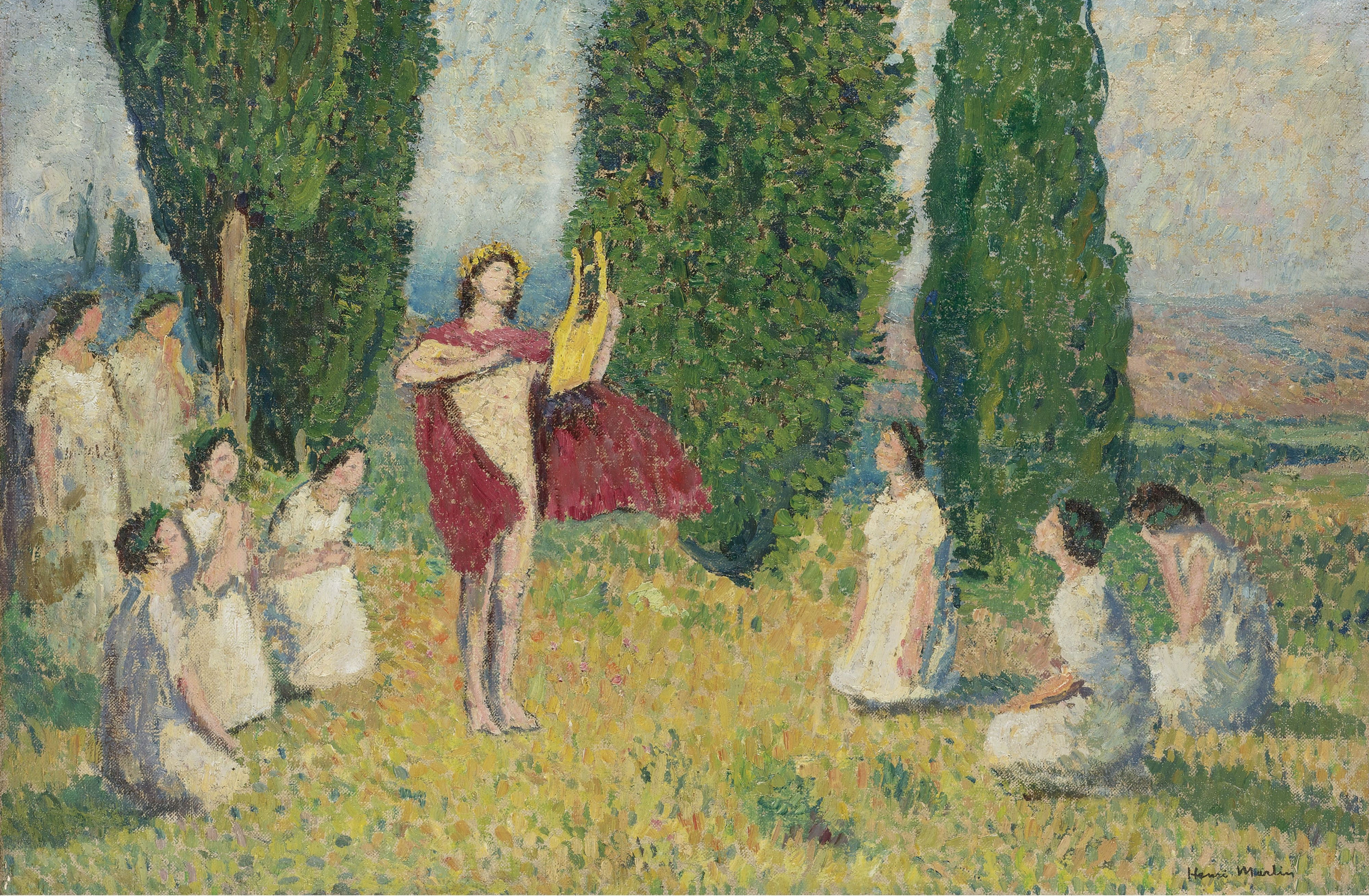 Игра на лире. Анри Мартен. Henri-Jean Guillaume Martin. Анри Мартен картины.