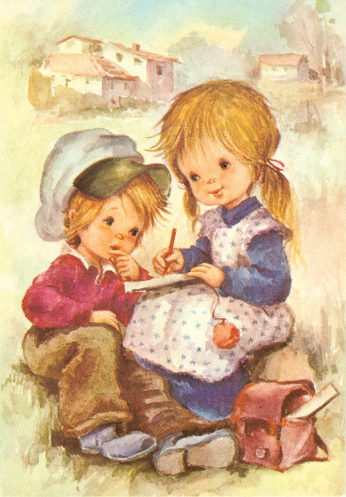 Рисованные открытки с детьми часть 2 (53 открыток)