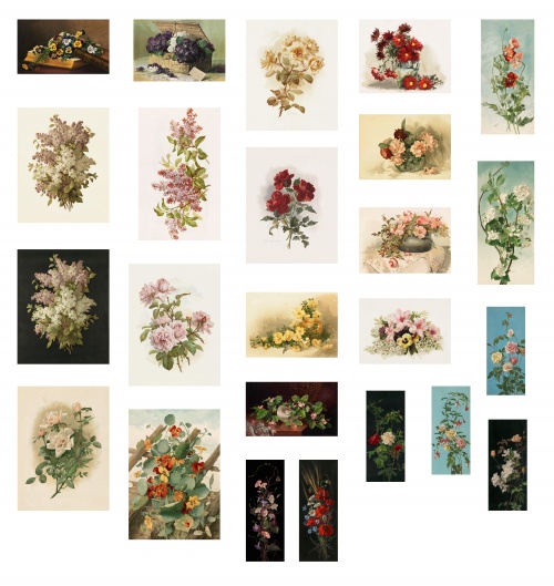 Винтажные цветы. Литография. (24 работ)