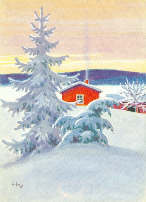 Зимние пейзажи на открытках (40 открыток)
