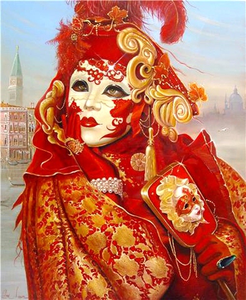 Венецианские маски в живописи (67 работ)
