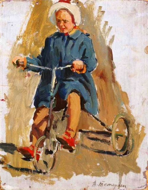 Велосипед в живописи (96 работ)